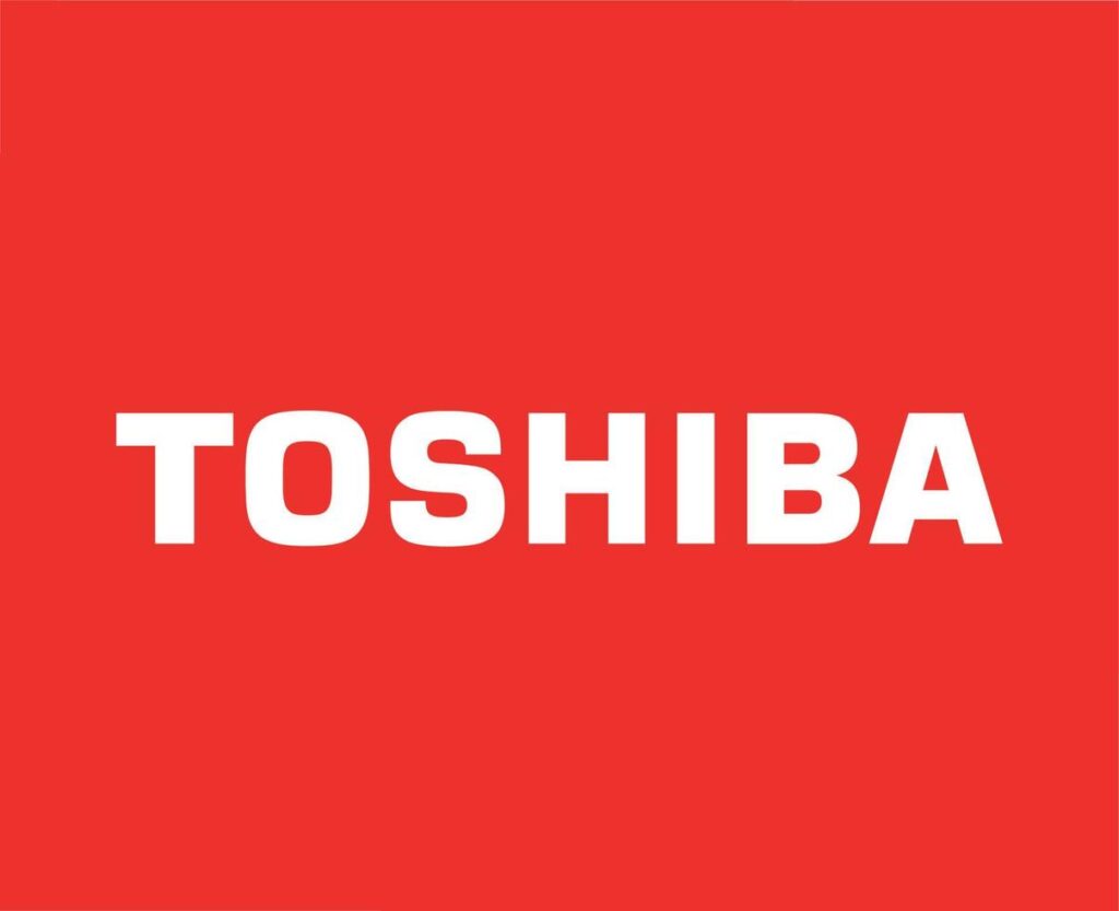 toshiba-logo-brand-computer-symbol-white-design-french-laptop-illustration-with-red-background-free-vector